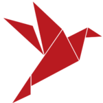Logo stilisierter roter Origamivogel