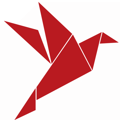 Logo stilisierter roter Origamivogel