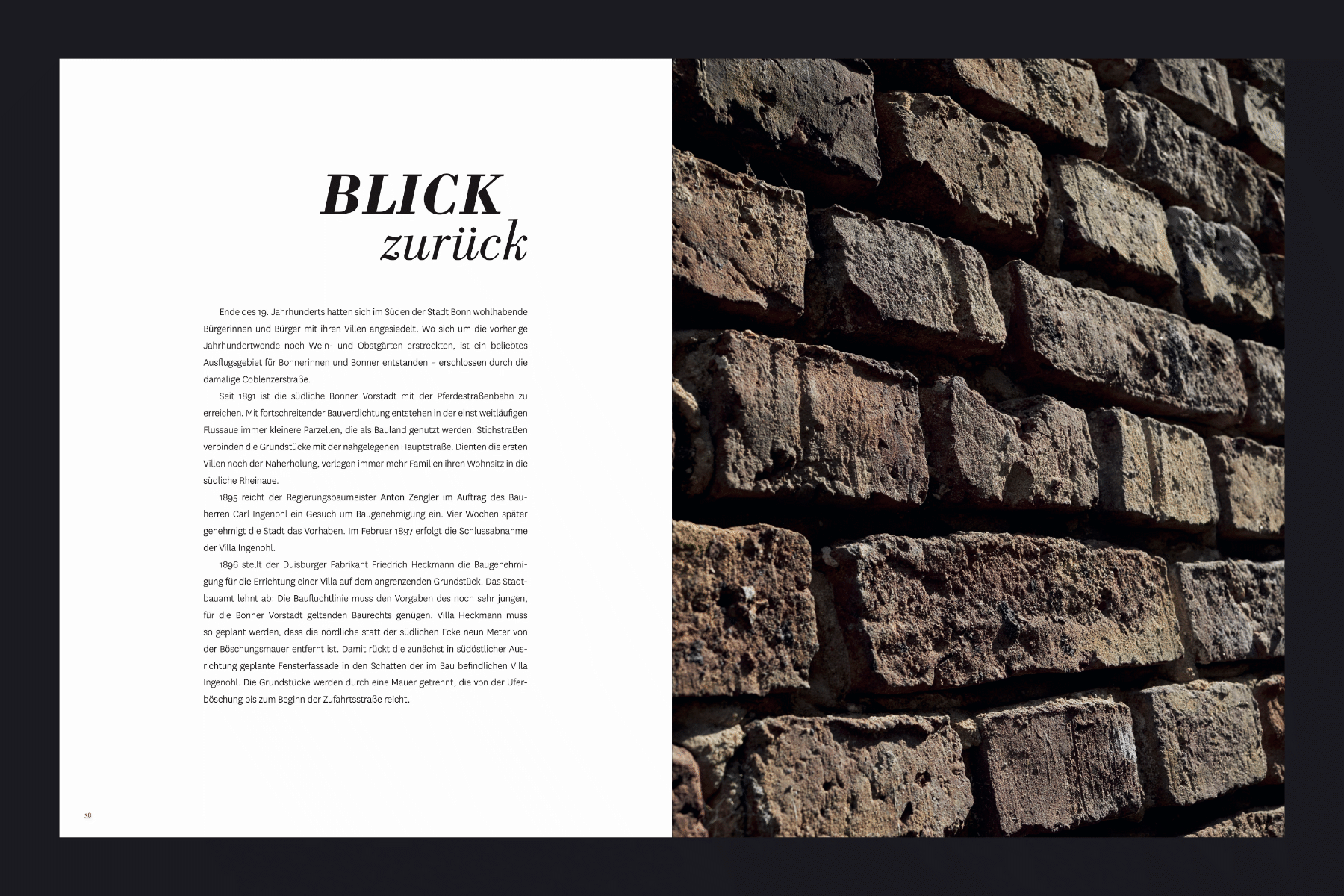 Beispielseite aus dem Fotobuch Umbau, herausgegeben von der Carl-Richard Montag Förderstiftung.