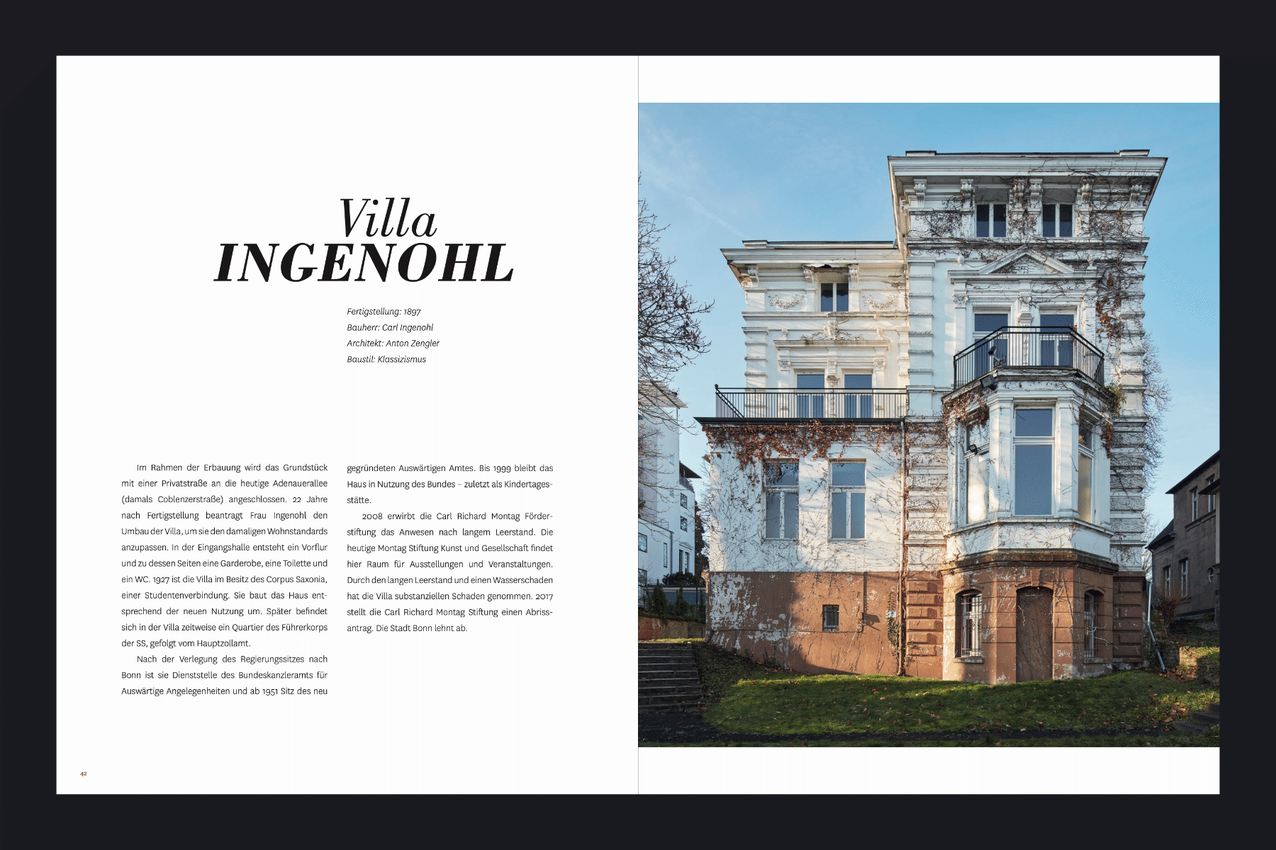 Beispielseite aus dem Fotobuch Umbau, herausgegeben von der Carl-Richard Montag Förderstiftung.