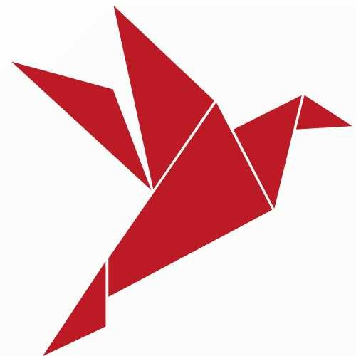 Logo stilisierter roter Origamivogel